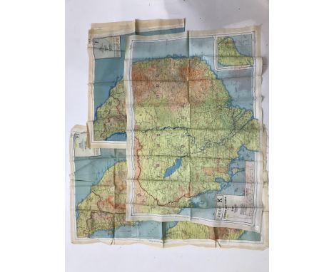 Three Second World War Far East Theatre silk escape maps; 44 E/F (2) and 44 J/K