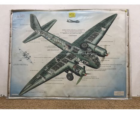A Second World War Air Ministry instructional poster study of the Luftwaffe Ju 88 bomber