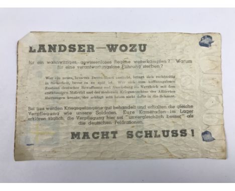 A Second World War 8th Army safe conduct pass