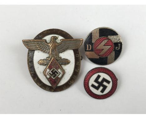 A German Third Reich Decoration of the High Command of the Hitler Youth for Distinguished Foreigners enamel badge, DJ  and on