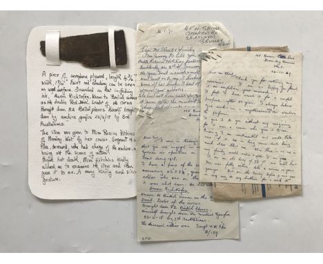 Manfred von Richthofen (1892 - 1918), the "Red Baron" A section of thin plywood bearing a period inscription verso Baron Rich