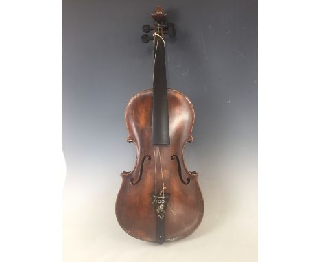 A 19th Century violin bearing the paper label for maker Gottlieb Glier, having a one-piece back, and mother-of-pearl inlaid t