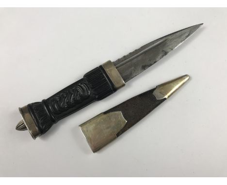 A George V silver mounted sgian dubh, the scabbard locket stamped Anderson &amp; Sons, Military Outfitters, Edinburgh &amp; G