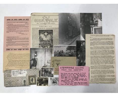 A Second World War RAF capture evasion and Dutch Underground Resistance document group, that of Sgt John S Ogg, Flight Engine