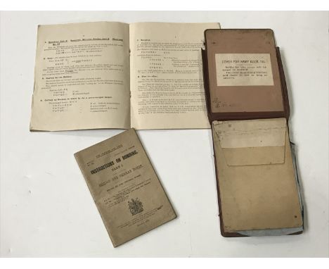 A 1917 British Army training manual Instructions on Bombing, together with a field message book and 1917 air observation pamp