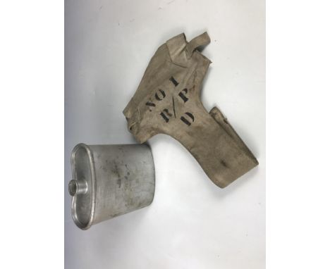 A Second World War ARP water bottle together with a fireman's axe and holster