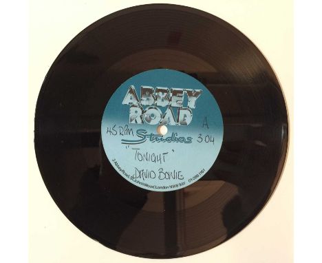 Amazing to uncover original Abbey Road 7" (single-sided) acetate recording of David Bowie - Tonight. With printed Abbey Road 