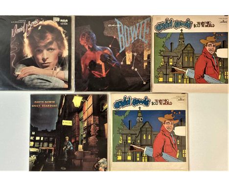 A lovely pack of 5 LPs by David Bowie. Titles include Young Americans (APL1-0998, Australian press, Record VG+, sleeve VG), T