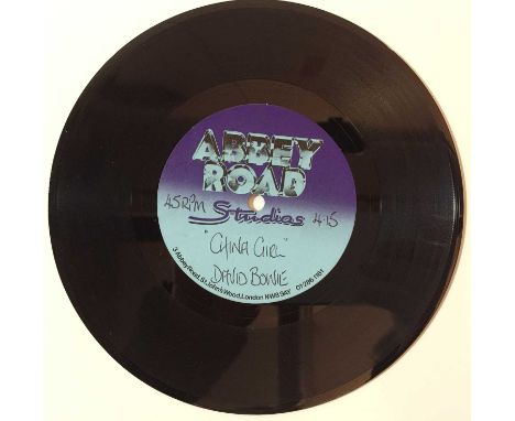 Fantastic to see original Abbey Road 7" (single-sided) acetate recording of David Bowie - China Girl. With printed Abbey Road