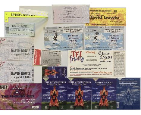 Excellent collection of 14 tickets/ticket stubs and a wristband. Mostly for concerts and events circa 1990s. Provenance: from
