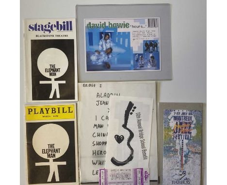 Nice pack of David Bowie memorabilia to include: 1995 Montreux Jazz Festival programme, 'Elephant Man' playbills for performa