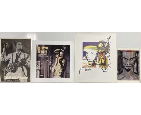Five assorted Bowie posters to inc: two original David Bowie fanclub posters (each approx 14 x 20.5"), a 'Bowie at the Beeb' 