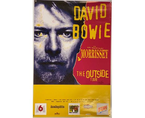 Eight assorted posters to include: original French 1996 Outside poster for Paris Bercy (approx 16 x 23.5"), a Bowie art print