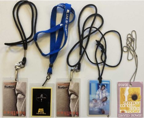 Nine ticket stubs, eight assorted press/backstage/invite passes for assorted David Bowie tours and events. Provenance: from t