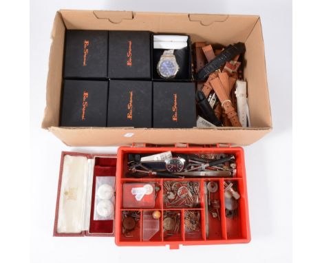 Small collection of watchmaker's tools, six Ben Sherman gents wristwatches, wristwatch straps and a collection of wristwatche