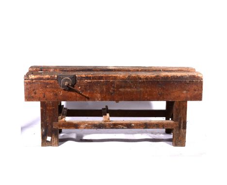 Old pine work bench, length 184cm.