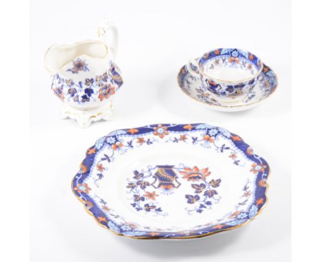 A tea service in the "Japan" pattern, blue, gilt and red, comprising eight tea cups, saucers, side plates , two bread and but