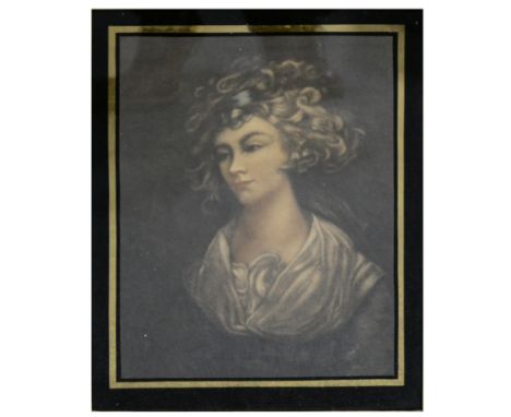 Victorian print, head and shoulders portrait of a lady, verre eglomise mount, gilt frame, overall 38cm x 33cm.