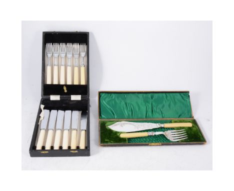 Quantity plated cutlery, including twenty-seven piece part table ware, Shell pattern by Wordley; six place dessert knives and