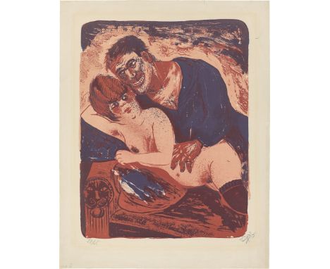 Otto Dix (Gera-Untermhaus 1891 – 1969 Singen). „Matrose und Mädchen“. 1923Farblithografie auf Bütten. 48,3&nbsp;×&nbsp;37,4&n