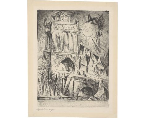 Lyonel Feininger (1871 – New York – 1956). „Das Tor“. 1912Radierung und Kaltnadel auf Velin. 27,1&nbsp;×&nbsp;19,9&nbsp;cm (3