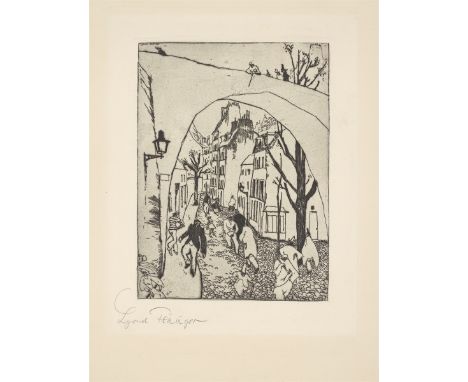 Lyonel Feininger (1871 – New York – 1956). „Die grüne Brücke (Torbogen)“. 1910/11Radierung auf Zanders-Bütten (Wasserzeichen: