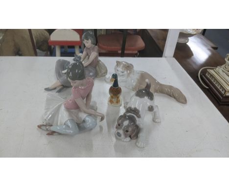 Lladro to include 1357 'Ballet Pink' Lladro Pero dog, together with two Lladro Nao figures and a Beswick Mallard DuckLocation