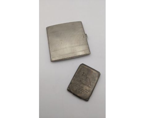 Smoking related silver items to include an engine turned cigarette case having a gilt interior hallmarked Birmingham 1929 tog