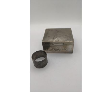 Silver to include an engine turned cigarette box hallmarked London 1935, with the jubilee mark along with a floral engraved n