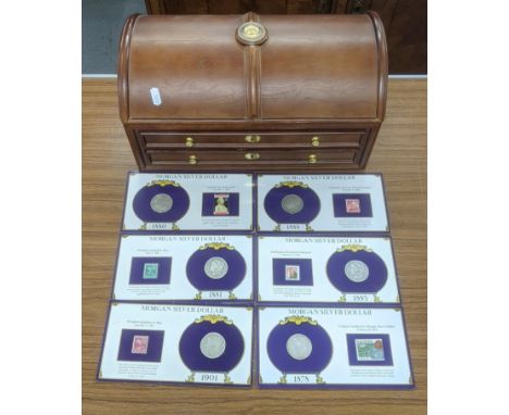 A mixed lot to include six Morgan silver dollars dated 1878, 1880, 1881, 1885, 1888, 1901 together with a Danbury Mint Collec