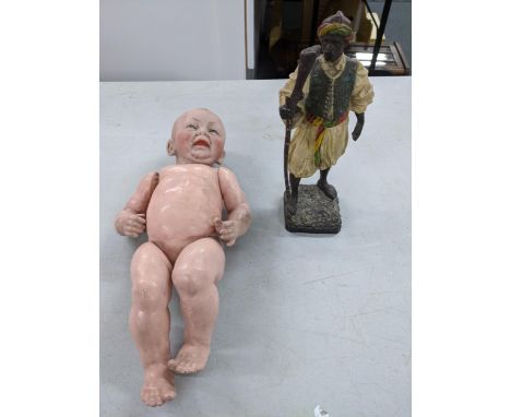 A Kammer and Reinhardt 100 Kaiser baby (Bauz baby) character doll, bisque socket head with painted hair and blue eyes, open c