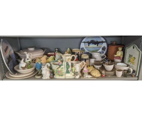 Mixed ceramics and collectables to include Poole pottery part dinner service, a pair of Figural bookends, coal post, collecto