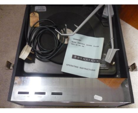 Dynatron "Carnival" mains portable record player complete with instructions, and a Elna electric sewing machine (2) 