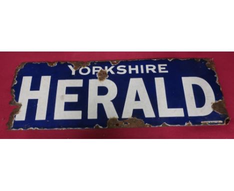 Mid 20th Century enamel sign "Yorkshire Herald" 