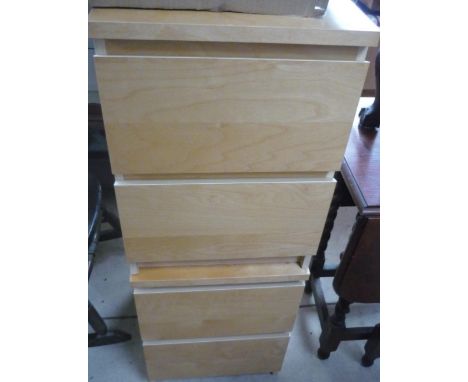Pair of light wood two drawer bedside chests 