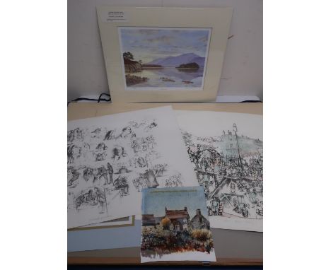 Two artists portfolios containing an unframed limited Edition print by Neil Barlow, similar Memories of Church by Eric Yanouk