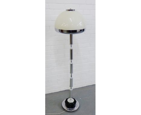 A 1970's Guzzini style chrome standard lamp with opaque glass domed shade, approx 150cm high 