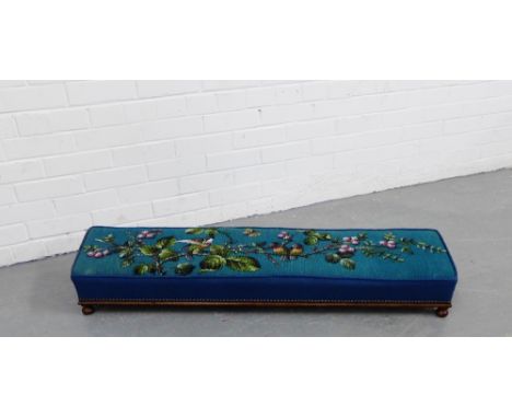 A tapestry upholstered long footstool, 116cm long 