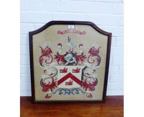 A tapestry 'Forget Not' framed panel, under glass, 56 x 61cm