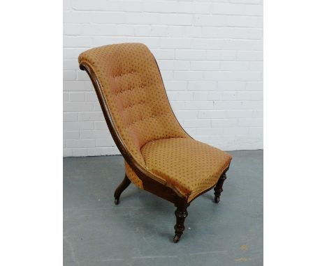 A mahogany framed button back upholstered chair, 
