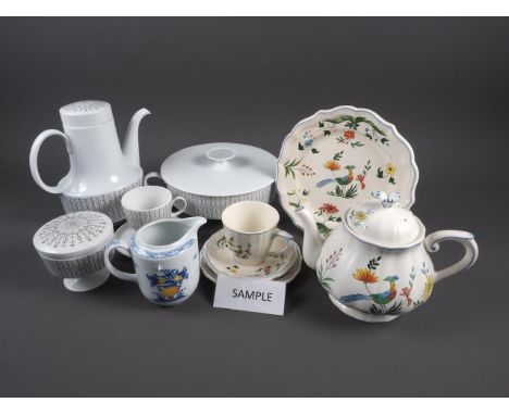 A Rosenthal "Secunda", grey pattern part coffee and dinner service, a Gien "Oiseaux de Paradis" pattern part dinner service a