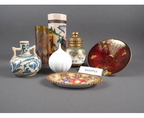 A glass and gilt metal mounted pot-pourri vase, an art glass vase, signed Sarah Richardson, 7 3/4", a Carltonware bowl, a Roy
