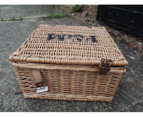 A Fortnum and Mason hamper, 15" wide x 15" deep x 8" high