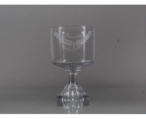 A 19th century engraved Penrith and monogrammed JJ, on lemon squeezer base, 5.3" high (chips to base)