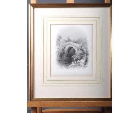 A 19th century engraving, "Twisell Bridge", in strip frame, and a lithograph, portrait of Revd George Inge, in Oxford frame