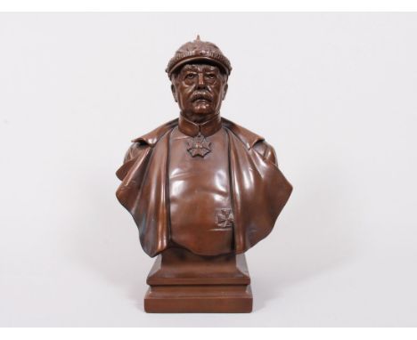 Harro Magnussen (1861, Hamm - 1908, Grunewald) "Bismark", wohl Galvano-Bronze, auf quadratischem Sockel, Schulterbüste Bismar