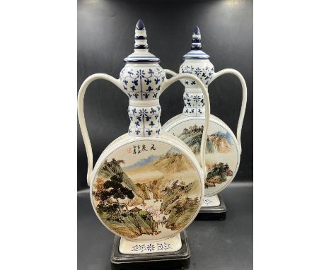 Two moon flask style vases 