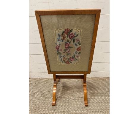 A needlework embroidery fire screen or side table 