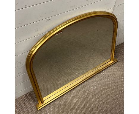 A gilt frame over mantle mirror 81cm x 114cm