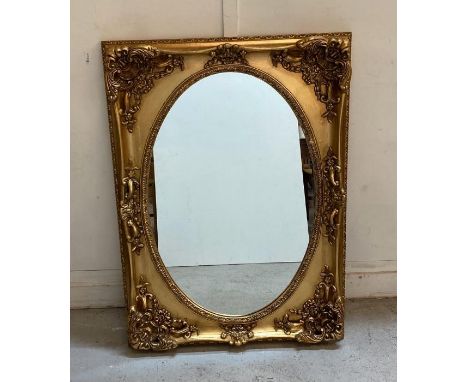 A wooden gold painted hall mirror 81cm x 112cm 